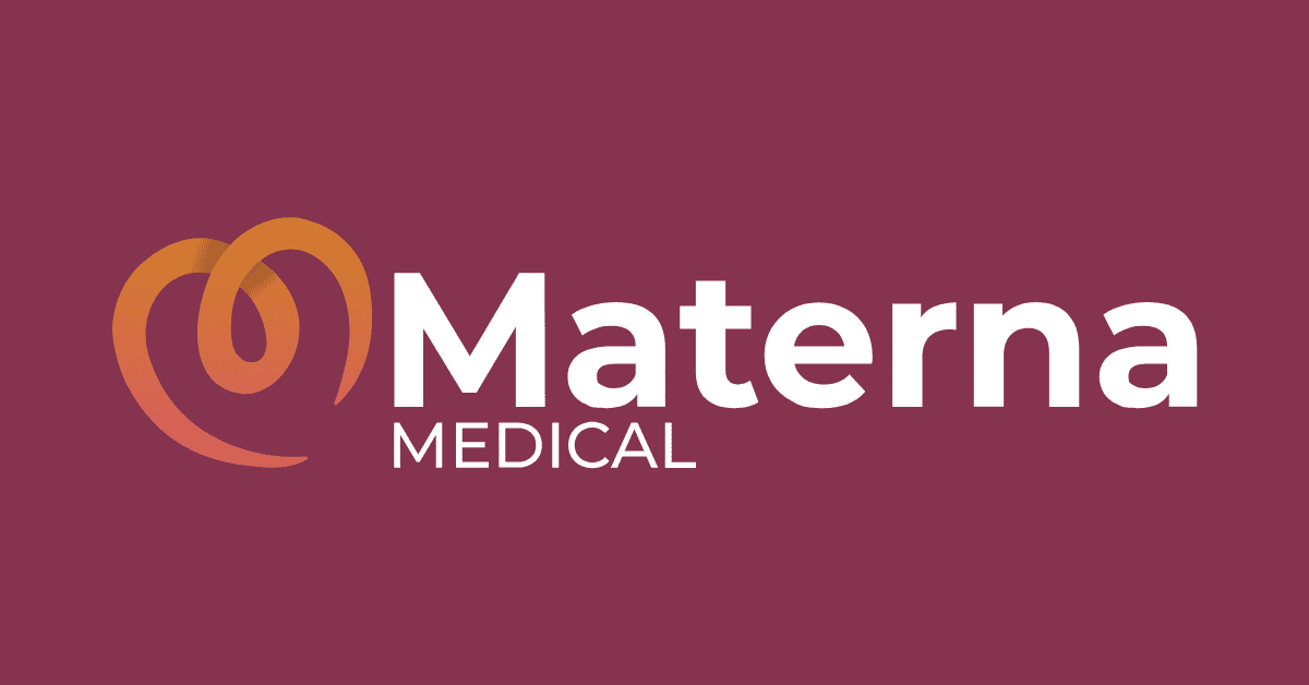 Materna Medical logo on field of burgundy